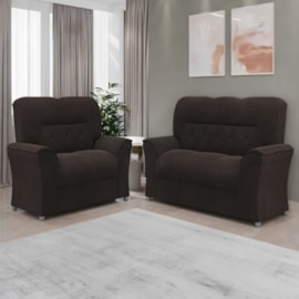 Conjunto Sofá Milano 3/2 Lugares Lufer Estofados Marrom