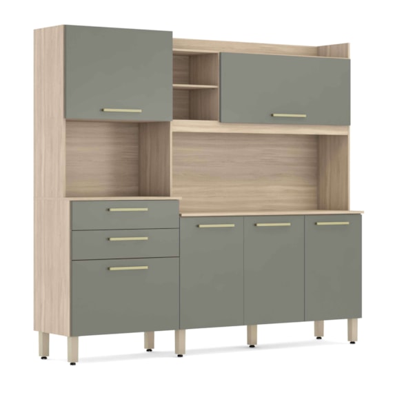 Cozinha Compacta 6 Portas 2G Select Avena/Menta Demóbile