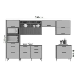 Cozinha Completa 6 Peças Imperatriz Freijo/Off White Nesher