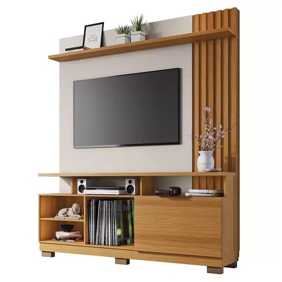 Estante Home para TV Até 55 Polegadas Artheo Cinamomo e Off White