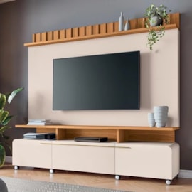 Estante Home Para TV Até 70 Polegadas Artis Off White e Cinamomo