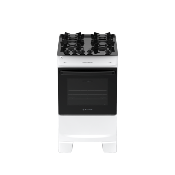 Fogão 4 Bocas Branco Atlas Mônaco Top Glass Bivolt