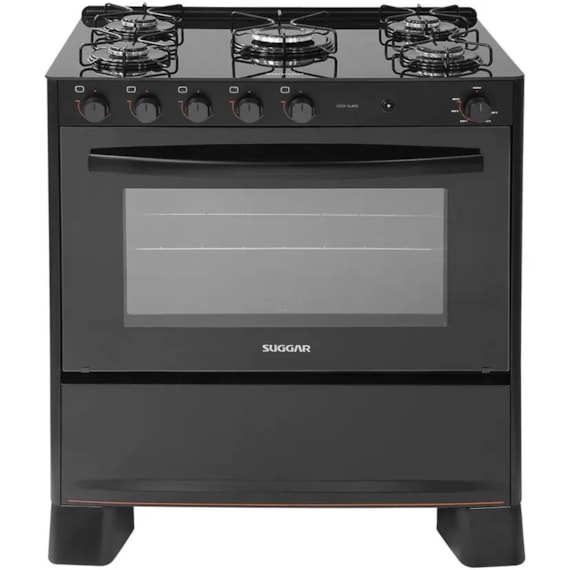 Fogão 5 Bocas Automático Mesa de Vidro Cook Glass Suggar 