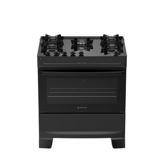 Fogão Atlas 5 Bocas Monaco Top Glass Bivolt Preto