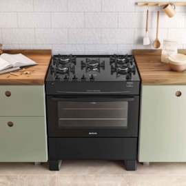 Fogão de Piso 5 Bocas Monaco Top Glass Preto Atlas