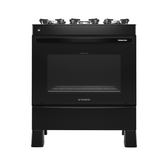 Fogão Realce Premium Glass 5 Bocas Preto