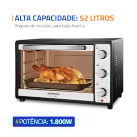 Forno Elétrico 52L Grand Family Preto/Inox FRN-52-B Mondial