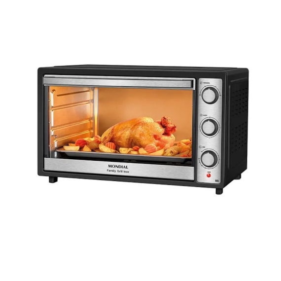 Forno Elétrico Mondia 60L Family Gril Inox 127V Preto