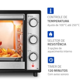 Forno Elétrico Mondia 60L Family Gril Inox 127V Preto