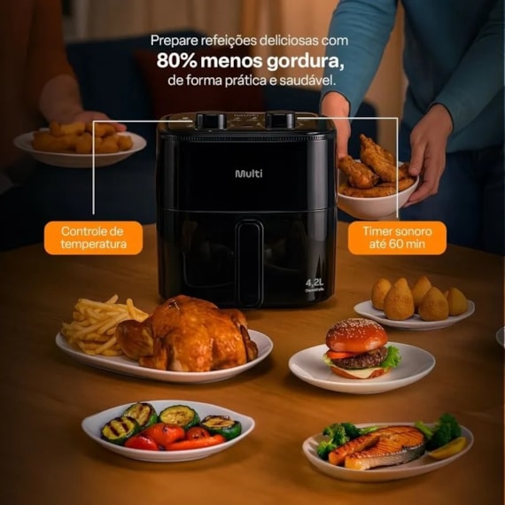 Fritadeira Multilaser Air Fryer 4,2L 127V