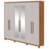 Guarda Roupa Áries 6P C/Espelho Amêndoa Clean Ow C/Pés Lopas