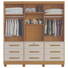 Guarda Roupa Athenas 3P C/Esp Nature/Off White Bianchi