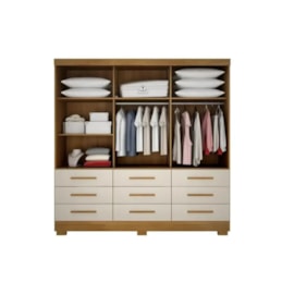 Guarda Roupa Buriti 3P 9G Com Espelho Cumaru/Fendi