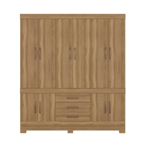 Guarda Roupa Casal 10 Portas 3 Gavetas New Murano Amêndola
