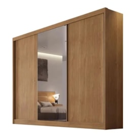 Guarda Roupa Casal 3 Portas 6 Gavetas com Espelho Sollo Plus Cumaru