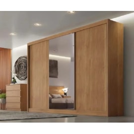 Guarda Roupa Casal 3 Portas 6 Gavetas com Espelho Sollo Plus Cumaru