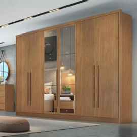 Guarda Roupa Casal 6 Portas 8 Gavetas com Espelho Robust Plus Fendi Fosco