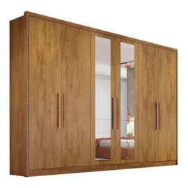Guarda Roupa Casal 6 Portas 8 Gavetas com Espelho Robust Plus Fendi Fosco