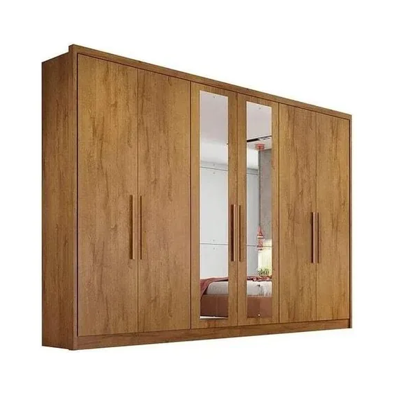 Guarda Roupa Casal 6 Portas 8 Gavetas com Espelho Robust Plus Fendi Fosco