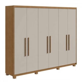 Guarda Roupa Casal Áries 6 Portas Amêndoa Clean/Off White Lopas