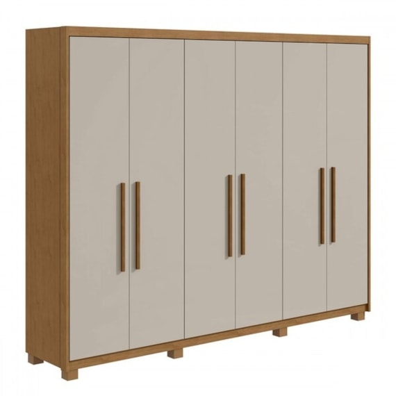 Guarda Roupa Casal Áries 6 Portas Amêndoa Clean/Off White Lopas