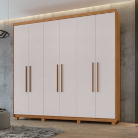 Guarda Roupa Casal Áries 6 Portas Amêndoa Clean/Off White Lopas