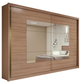 Guarda-Roupa Casal c/ Espelho 2 Portas 6 Gavetas Toronto Plus Lopas Carvalho/Natura/off