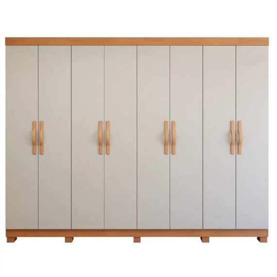 Guarda Roupa Lopas Serenata 8 Portas 6 Gavetas  Amêndoa/Off White
