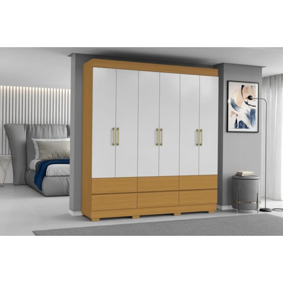 Guarda Roupa Marrocos 6P 6G Cinamomo/Off White