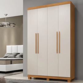 Guarda Roupa Milao 0112 4 Portas Cinamomo/offwhite Benetil
