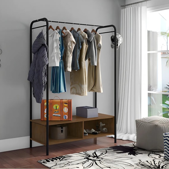 Guarda Roupa Milão Solteiro Closet Preto