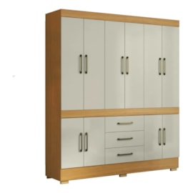 Guarda Roupa Modelo Mônaco 10 Portas 3 Gavetas Cinamomo/Areia