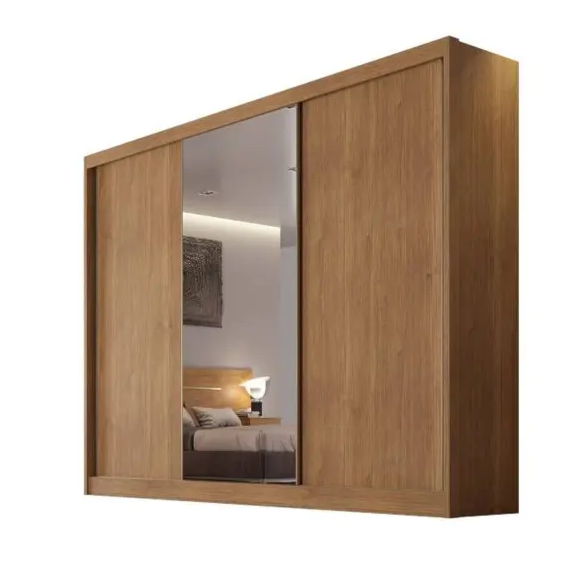 Guarda Roupa Novo Horizonte Casal 3P 8G C/Espelho Cumaru