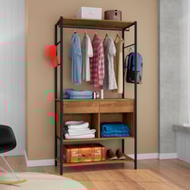 Guarda Roupa Paris Solteiro 02 Gavetas Preto Fosco / Demolição