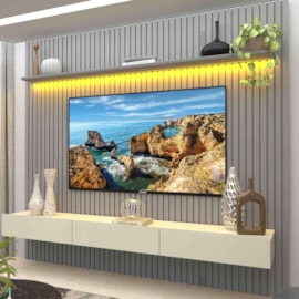 Home Nobre Ripado 230 C/Led Ripado Cinza/Off White Gelius