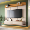 Home Theater Suspenso Galax Off White/Cinamomo Hb Moveis