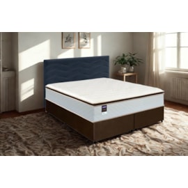 Kit Casal: Cabeceira Madri Veludo Cinza + Colchão Tower 138 Kit Casal: Cabeceira Madri Veludo Cinza + Colchão Tower 138