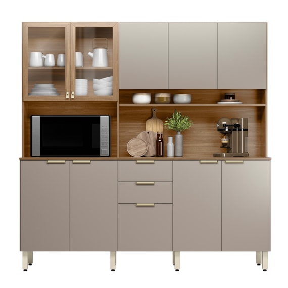 Kit Cozinha Amora 10 Portas 2G Amêndola/Nude PR Demóbile