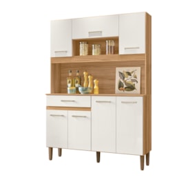 Kit Cozinha Magazin 120 7P 1G Freijó/Off White Cristal Nicioli
