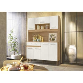 Kit Cozinha Magazin 7P 1G Freijó/Off White Cristal Nicioli