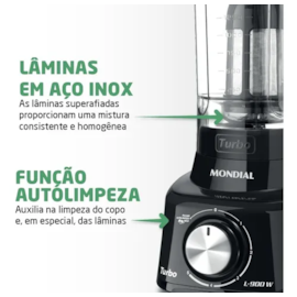 Liquidificador L-900 Fb Turbo 900w 2,7 Litros Preto Mondial