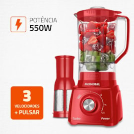 Liquidificador Mondial Turbo Power 2,2L Vermelho 127V