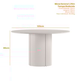 Mesa de Jantar Redonda Serena Ype Damasc/Off White New Ceval