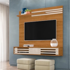 Painel Home para TV até 55 Polegadas 2 Portas Frizz Sublime Naturale e Off White 136cm