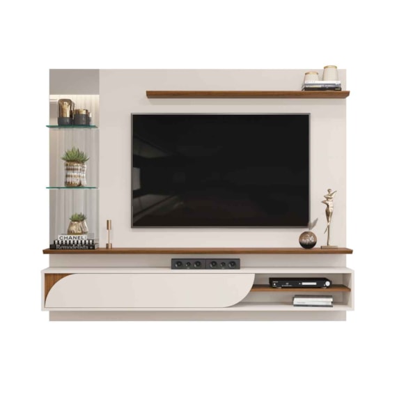 Painel Ravi Off White/Freijó DJ Móveis