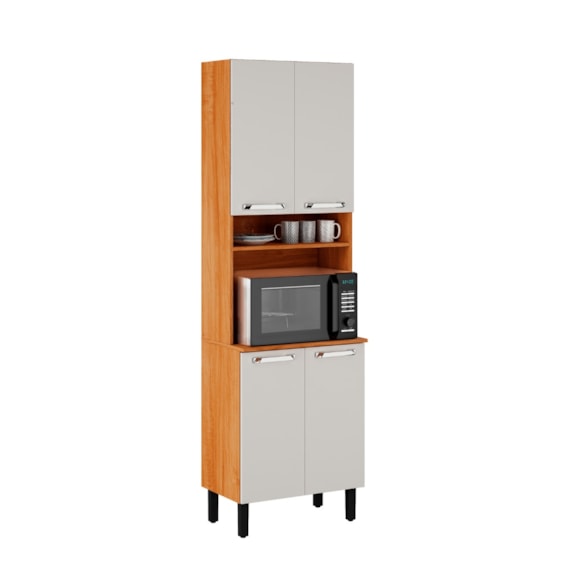 Paneleiro em Madeira Cinamomo e Off White 4 Portas Vegas Itatiaia