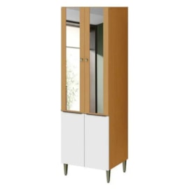 Paneleiro Launa 4 Portas Com Vidro Cinamomo/Branco