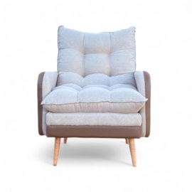 Poltrona Inglaterra Puff Linho Bege/Corino Caramel Conlflex