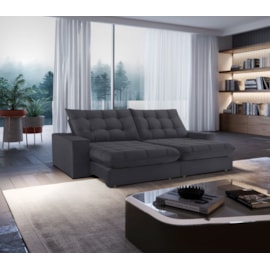 Sofá 2 Lugares Retrátil e Reclinável Vegas Veludo Cinza 120cm
