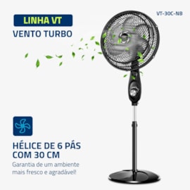 Ventilador Coluna 30cm VT-30C-NB Turbo Mondial